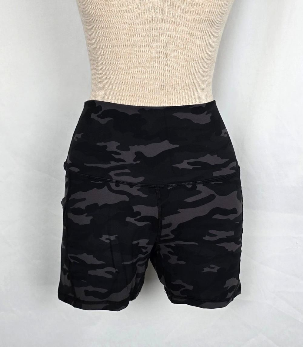 Bunzel Athletic Shorts Women's M Black Gray Camo Bike Yoga
